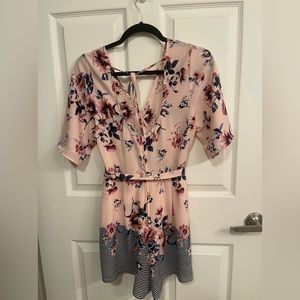 Pink floral romper